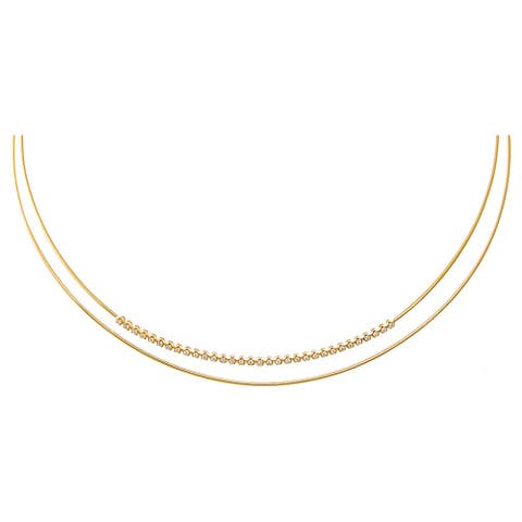 Diamond Bezel Accented Double Wire Necklace 14K