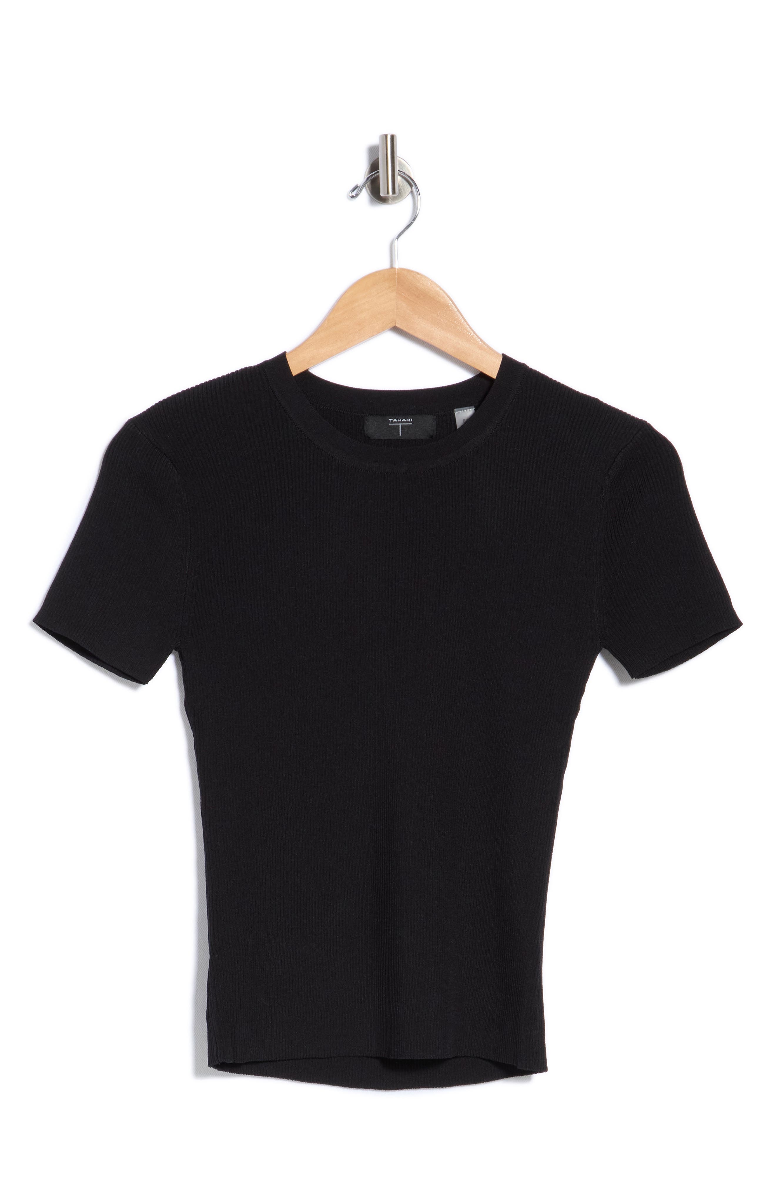 T Tahari Short Sleeve Crewneck Ribbed T-Shirt