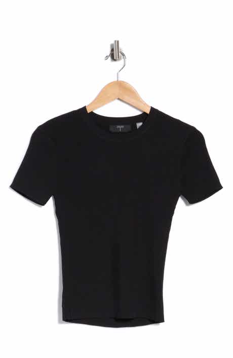 T Tahari Short Sleeve Crewneck Ribbed T-Shirt