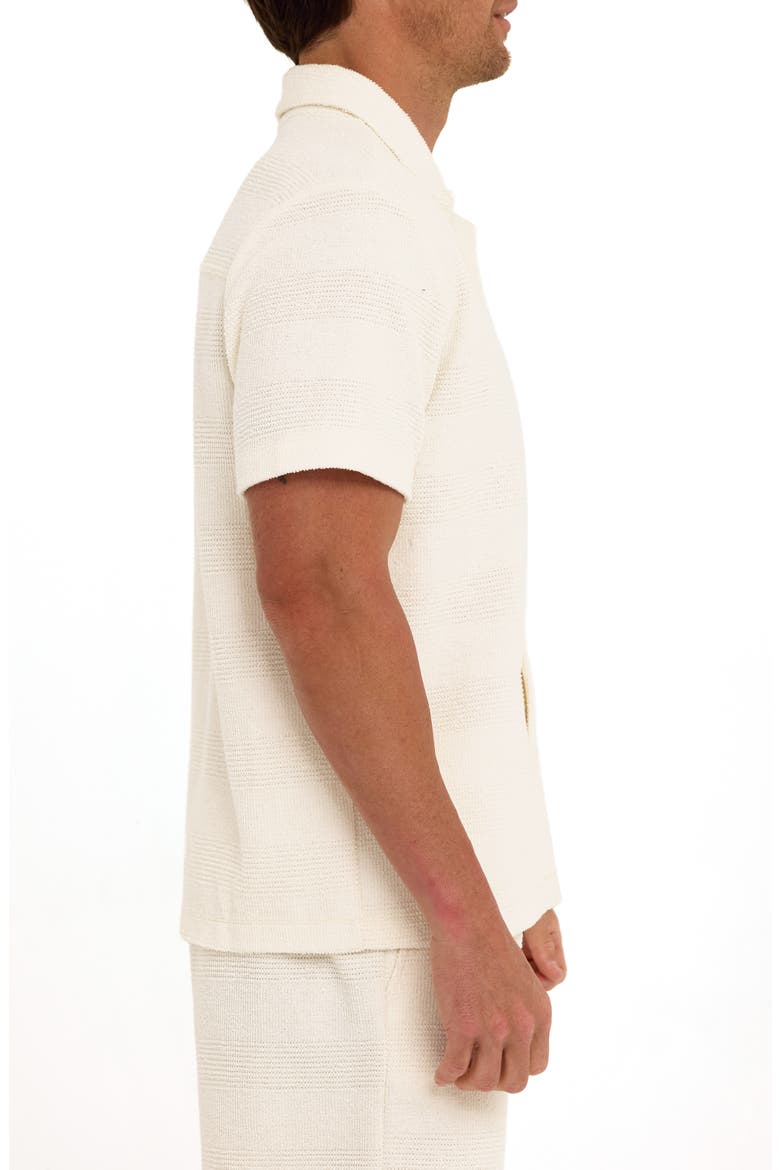 Archer Stripe Jacquard Short Sleeve Terry Cloth Button-Up Shirt, Alternate, color, WHITE