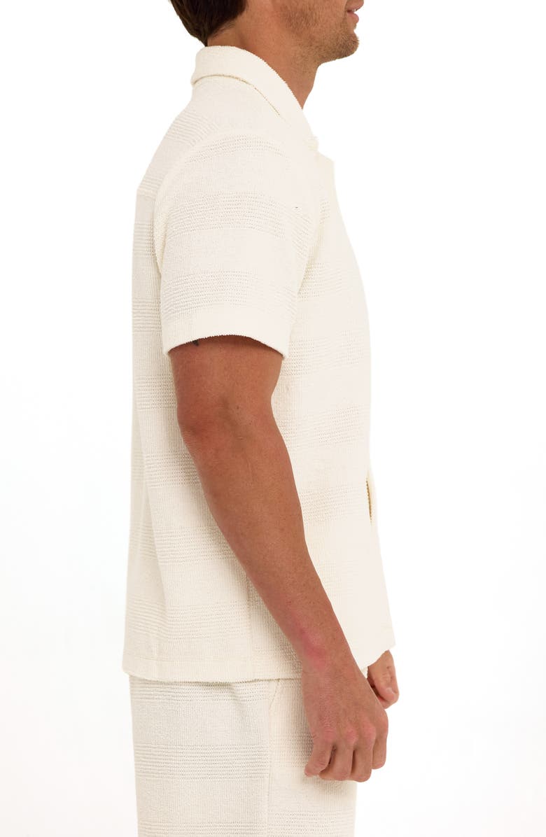 Threads 4 Thought Archer Stripe Jacquard Short Sleeve Terry Cloth Button-Up Shirt, Alternate, color, White