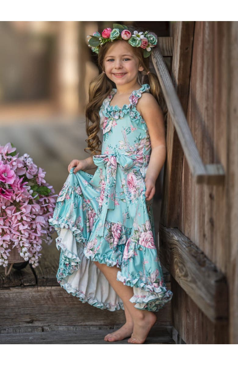 Mia Belle Girls Girls Secret Garden Rose Hi-Lo Ruffle Dress, Alternate, color, 