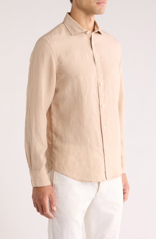 Bugatchi Axel Shaped Fit Linen Button-up Shirt In Brown