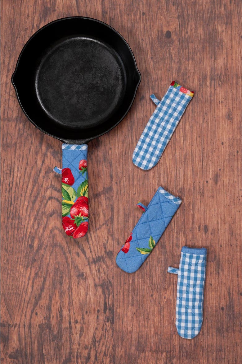 Strawberry Magic Skillet Handle Covers, Set of 4, Alternate, color, Blue