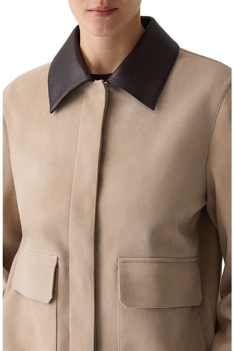 Boxy Suede & Leather Jacket, Alternate, color, TAN - E0L
