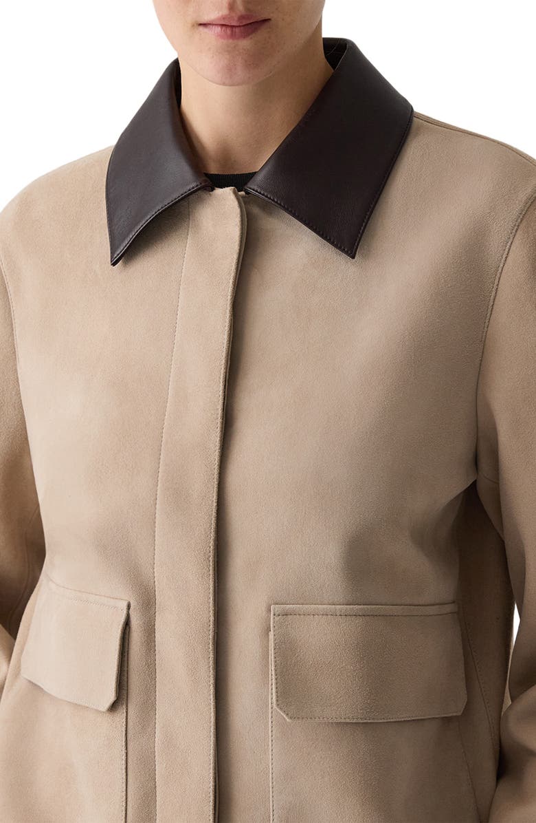 Theory Boxy Suede & Leather Jacket, Alternate, color, 