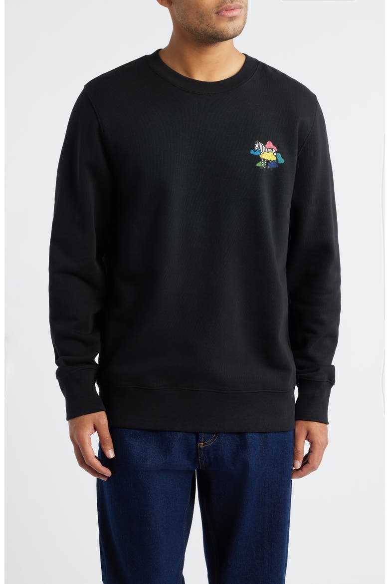 Regular Fit Cloud Zebra Organic Cotton Graphic Sweatshirt, Main, color, BLACK