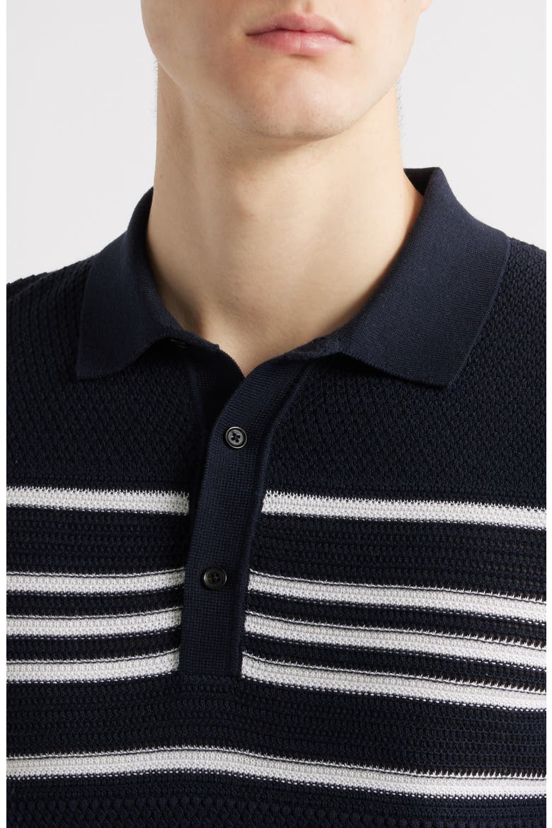 Jiuseppe Silk & Cotton Polo, Alternate, color, DARK BLUE