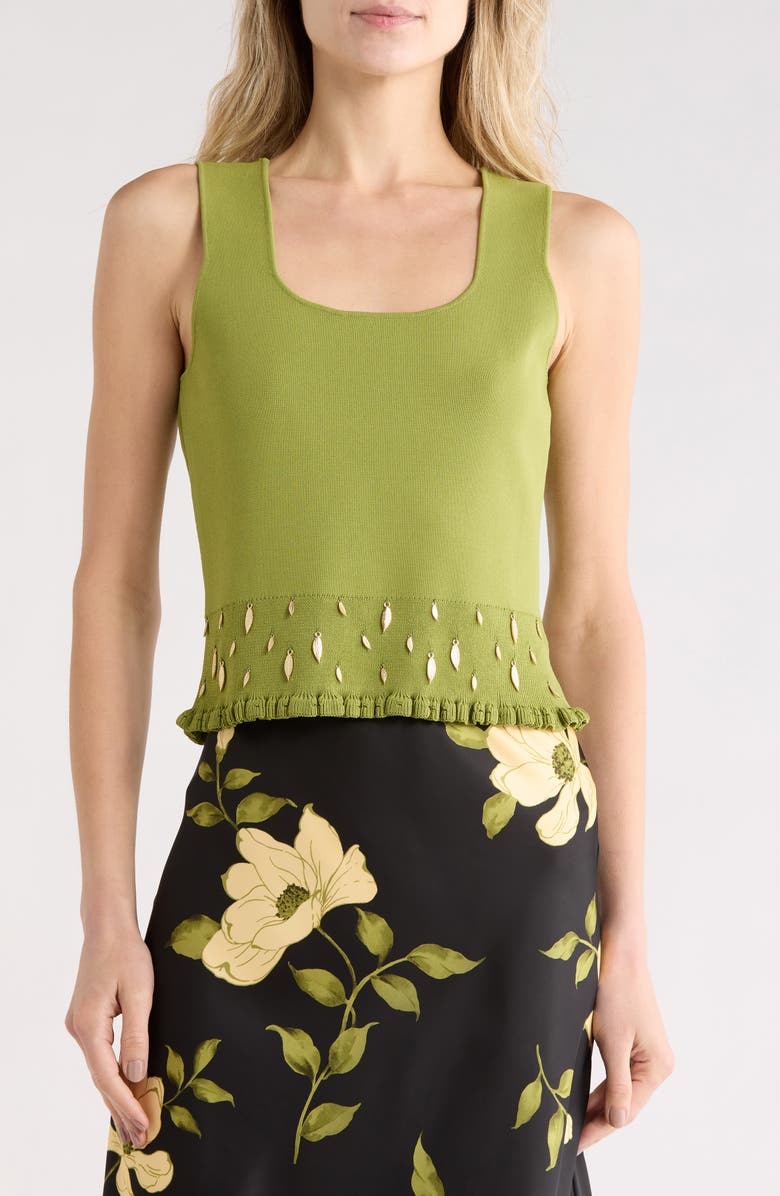 EDIT by JASON WU Smocked Embellished Hem Tank, Main, color, Moss