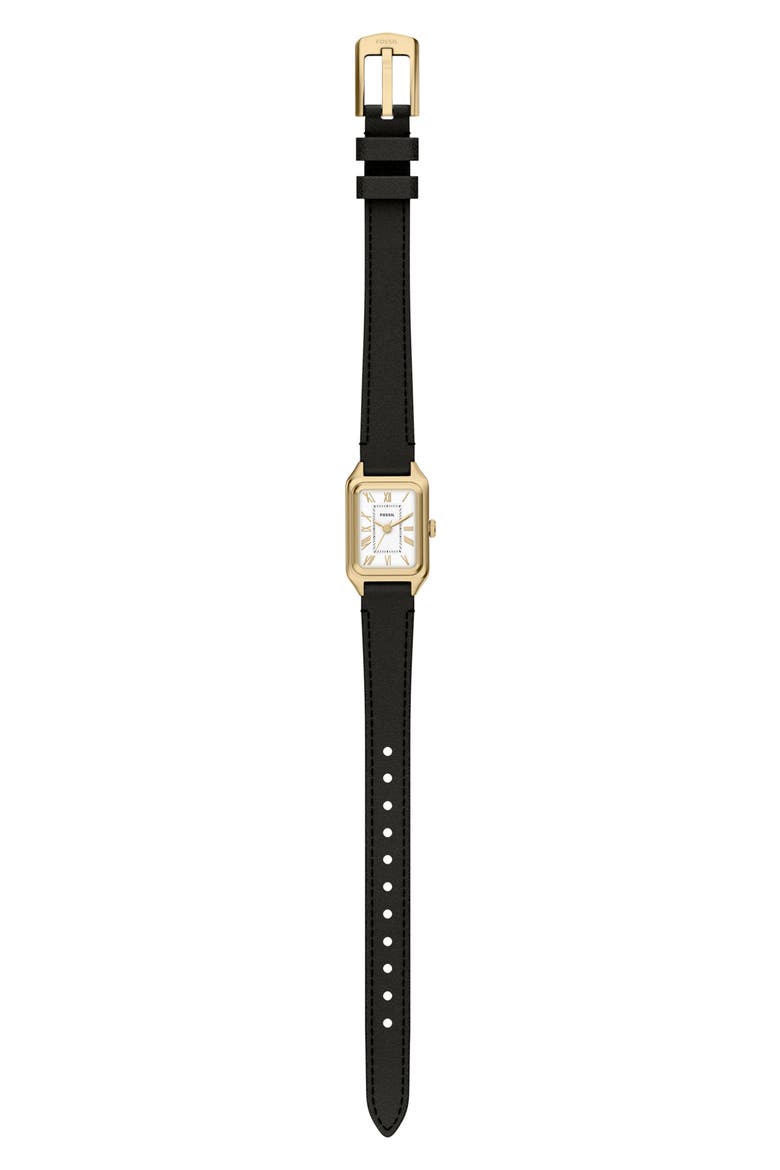 Mini Raquel Tank Leather Strap Watch, 18mm x 29mm, Alternate, color, BLACK
