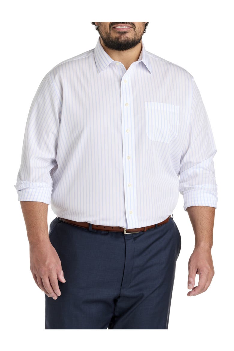 Big & Tall Non-Iron Striped Dress Shirt, Alternate, color, BLUE