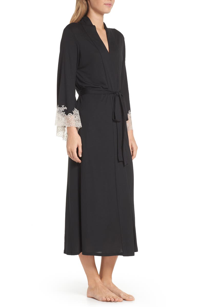 Natori Luxe Shangri-La Robe, Alternate, color, Black