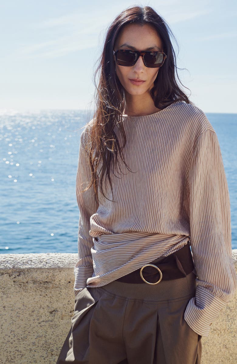 MANGO Stripe Knot Detail Asymmetric Top, Alternate, color, 