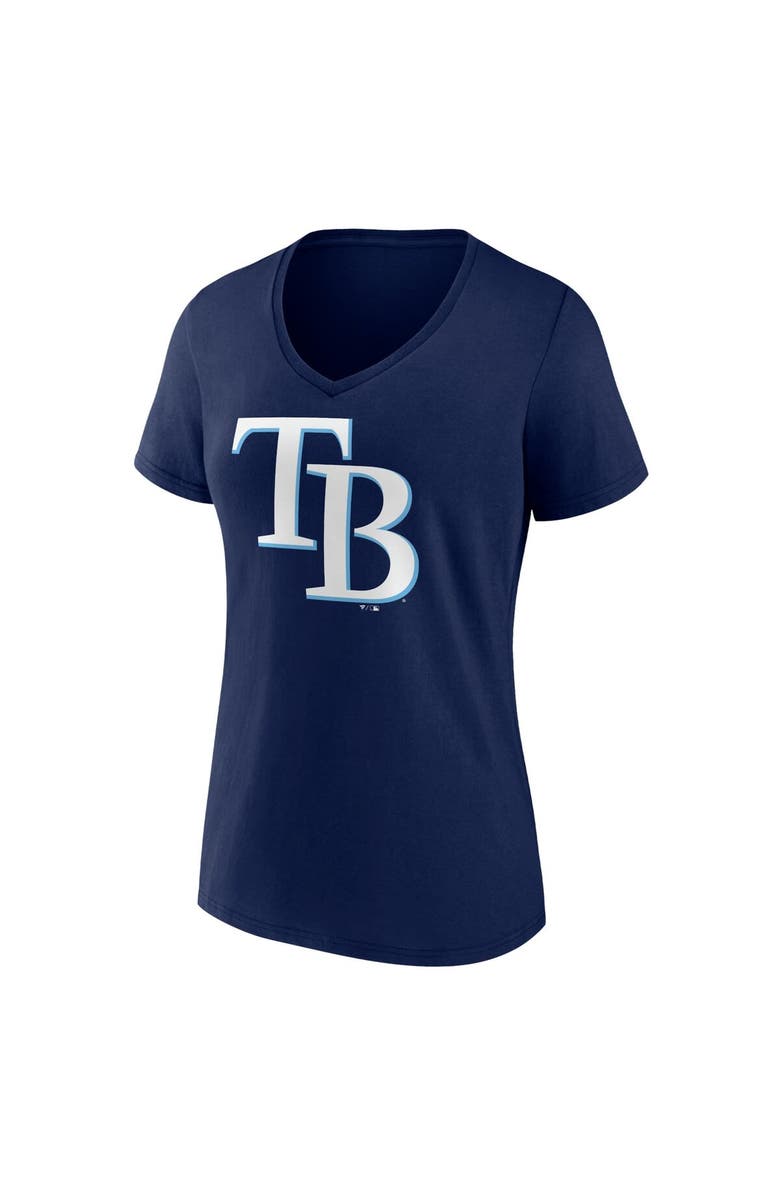 FANATICS Women's Fanatics Branded Navy Tampa Bay Rays Core Official Logo V-Neck T-Shirt, Alternate, color,