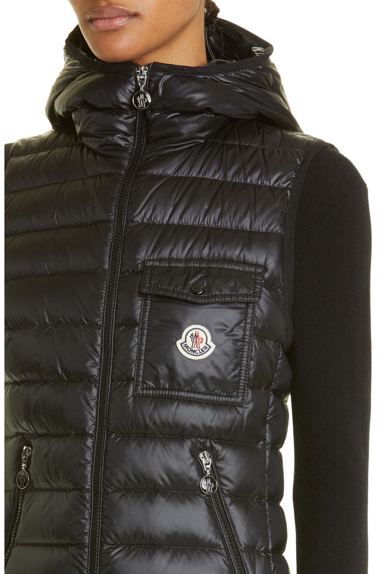 Glygos Quilted Nylon Hooded Down Vest, Alternate, color, BLACK