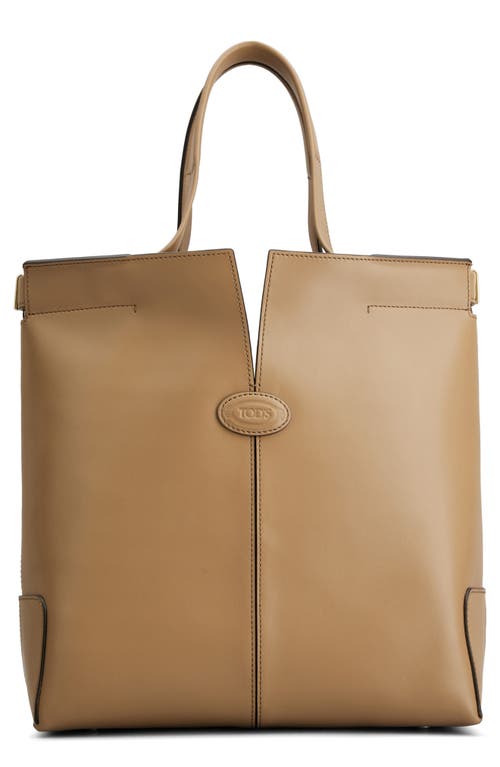 Tod's Small Di Bag Folio Leather Tote In Cappuccino