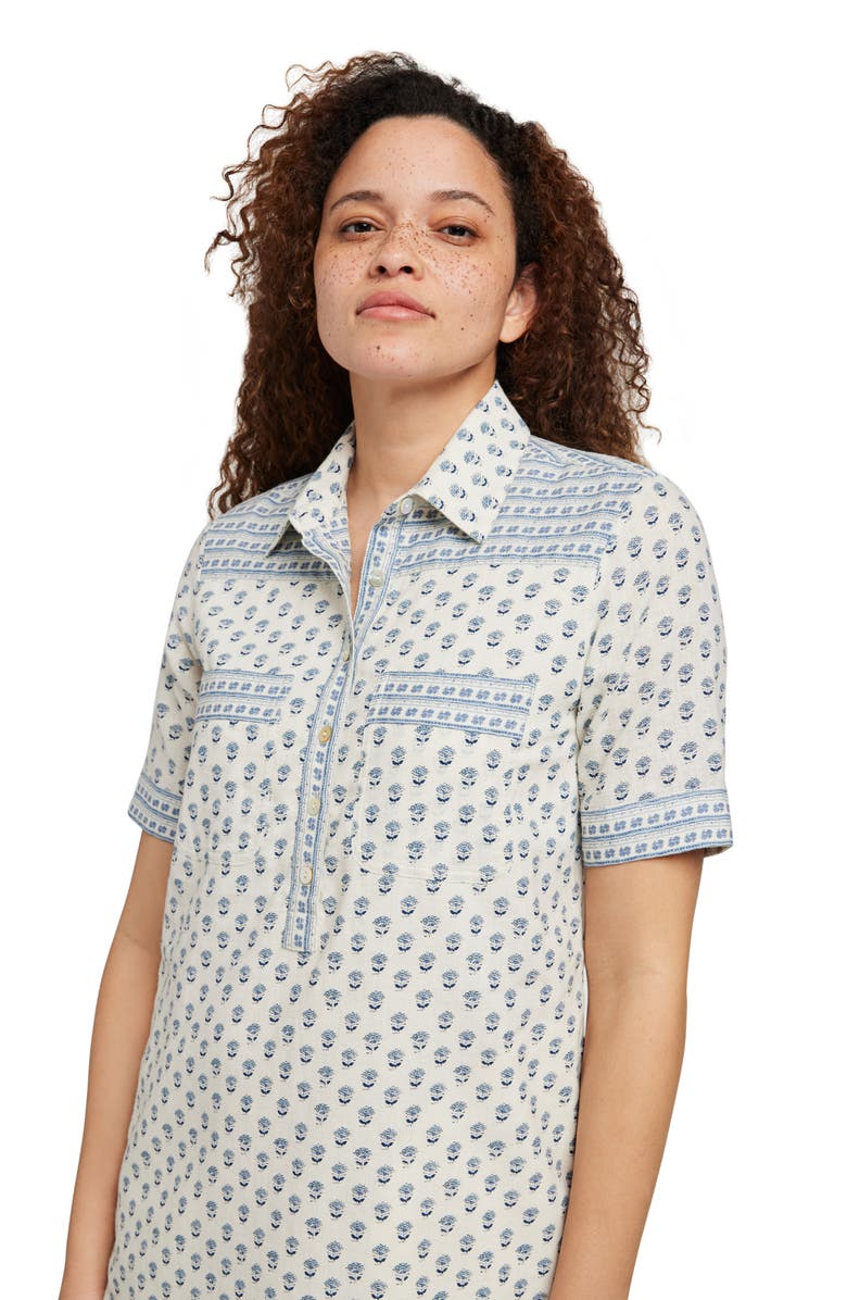Faherty Rae Linen Blend Mini Shirtdress, Alternate, color, White Lotus