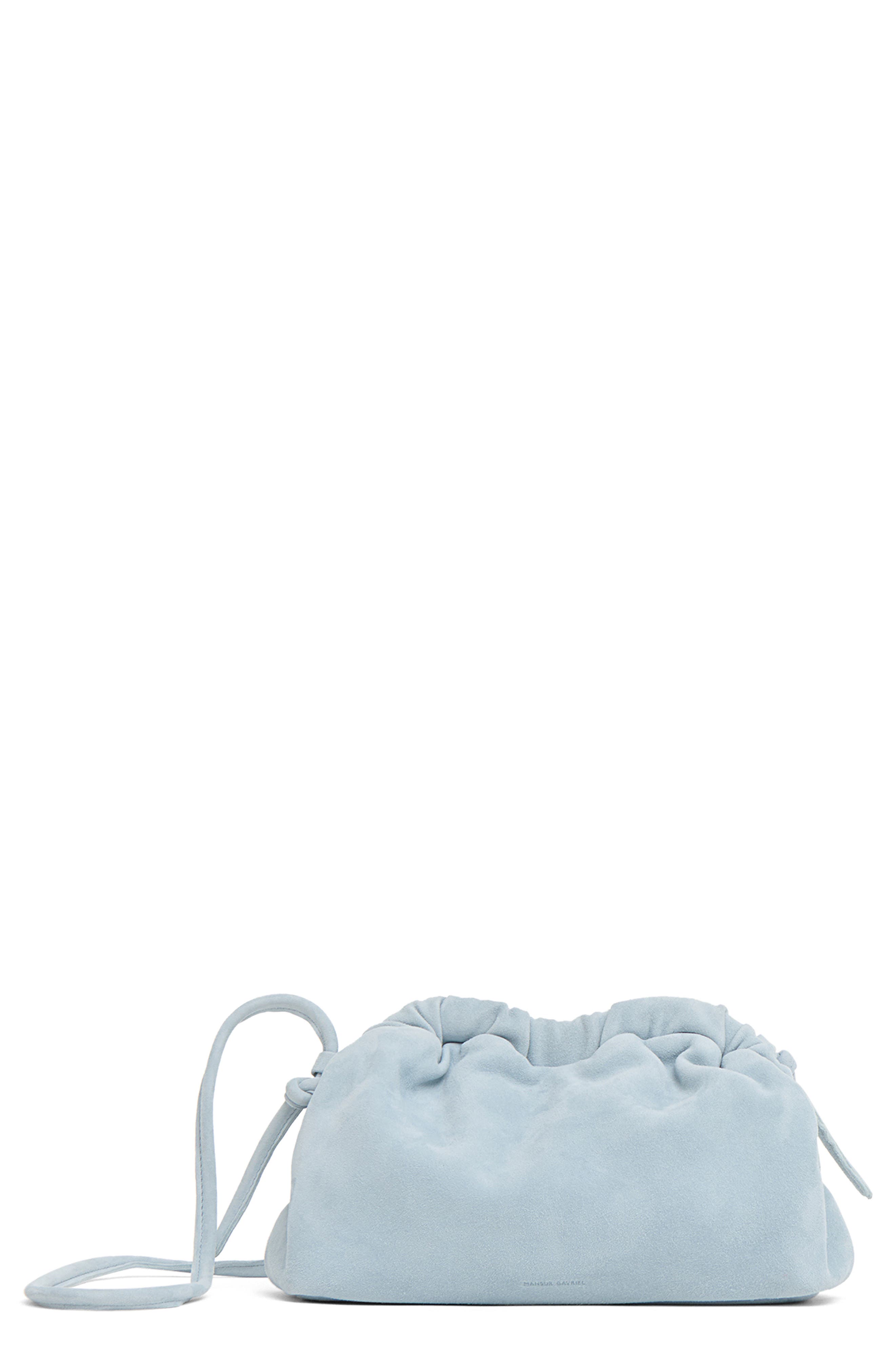 Mansur Gavriel Mini Cloud Suede Clutch, Main, color, Baby Blue