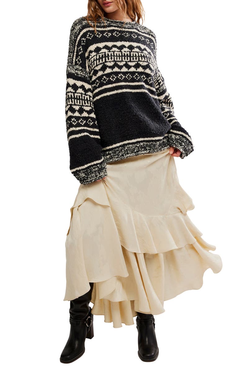 Free People Dani Oversize Cotton Blend Sweater, Alternate, color, Black Combo