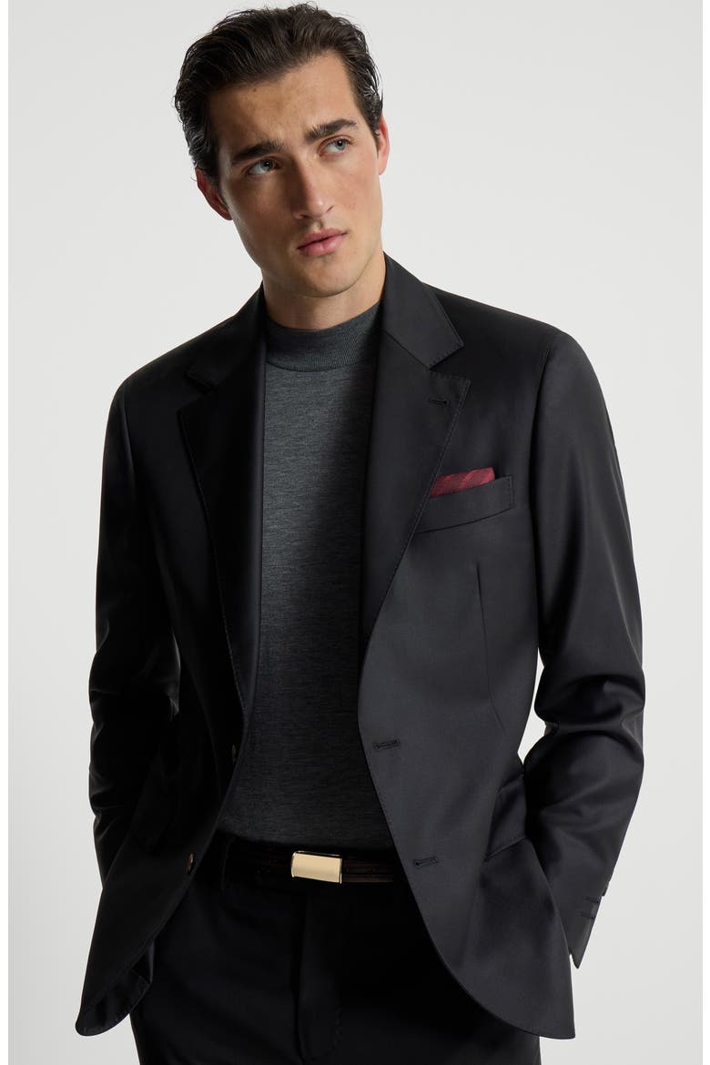 Super 150s virgin wool four season batavia twill blazer, Alternate, color, Black