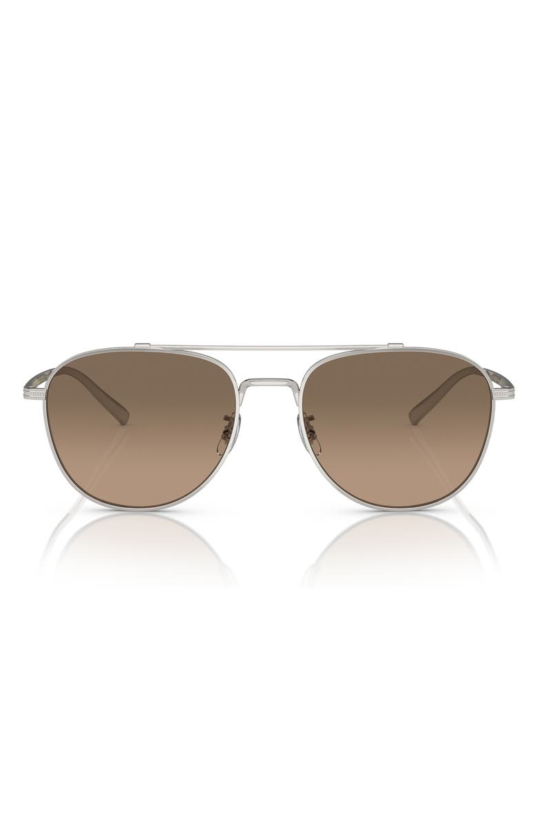 Oliver Peoples 55mm Rivetti Polarized Pilot Sunglasses, Alternate, color, Silver