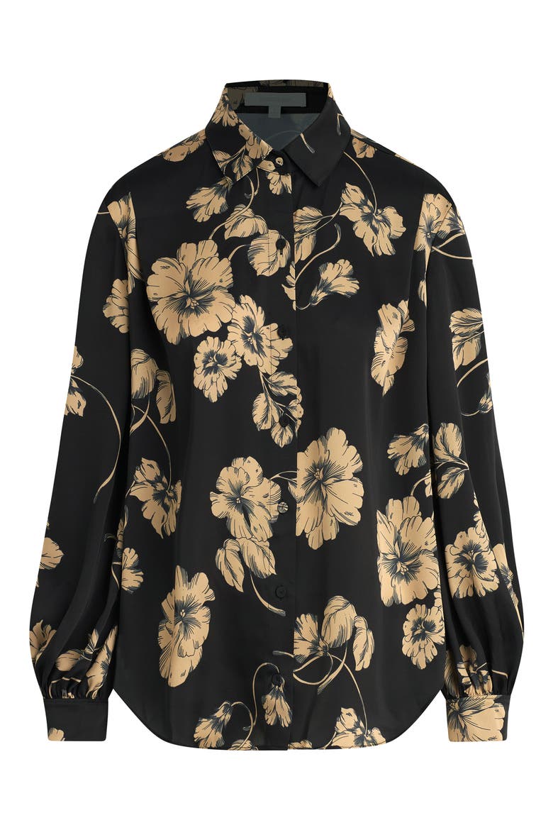 The Lanie Floral Oversize Button-Up Shirt, Alternate, color, NOIR FLEUR