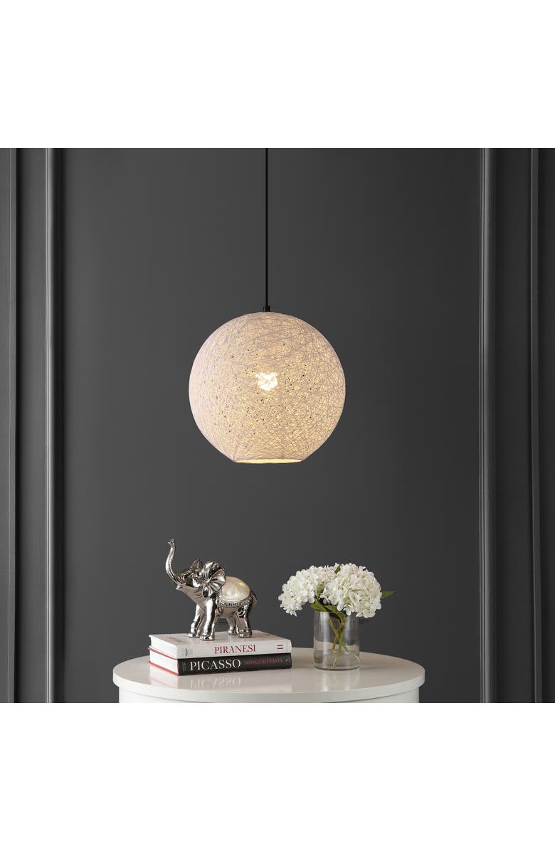 JONATHAN Y Lacey 1-Light Bohemian Minimalist Iron/Rope Woven Globe LED Pendant, Alternate, color, 