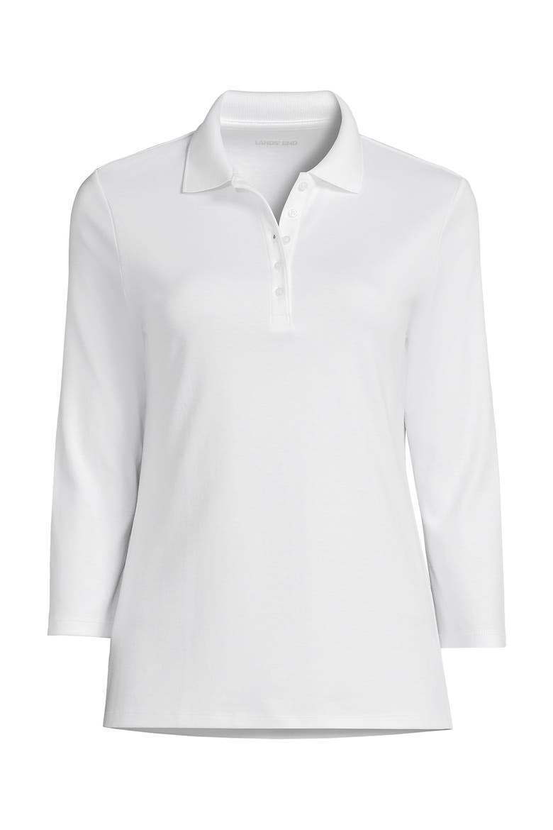 3/4 Sleeve Supima Cotton Polo Shirt, Alternate, color, White