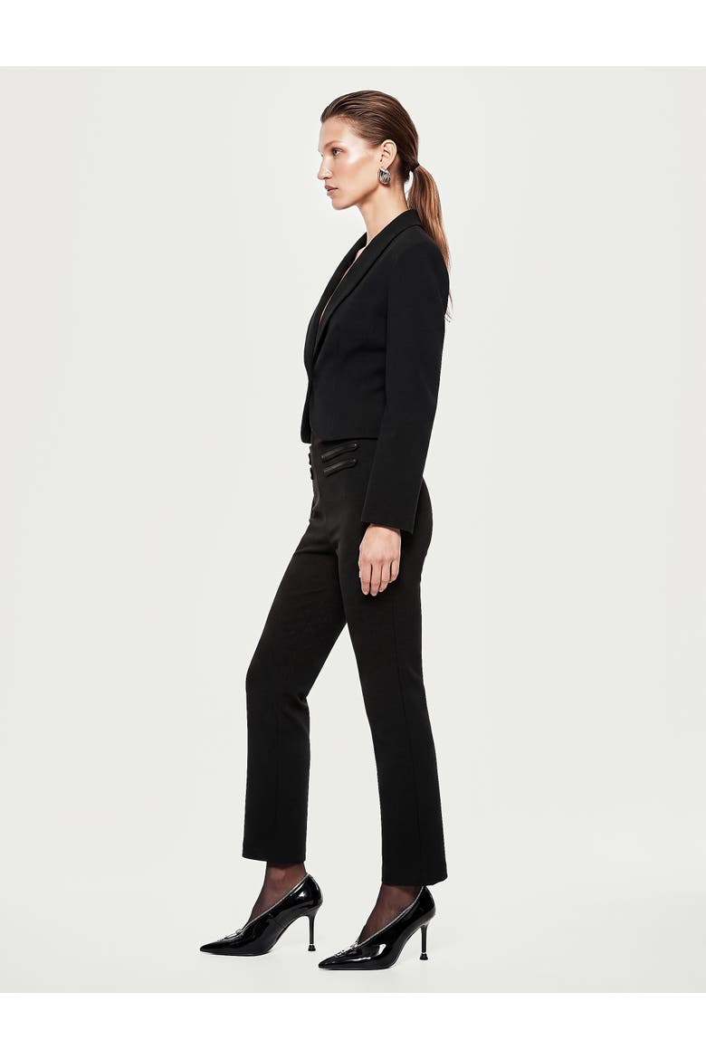 Long Sleeve Shawl Collar Cropped Blazer Jacket, Alternate, color, BLACK