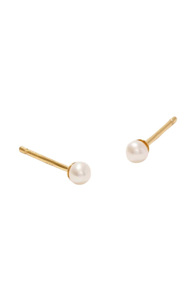 MADE BY MARY Mini Pearl Stud Earrings, Alternate, color, Gold Vermeil