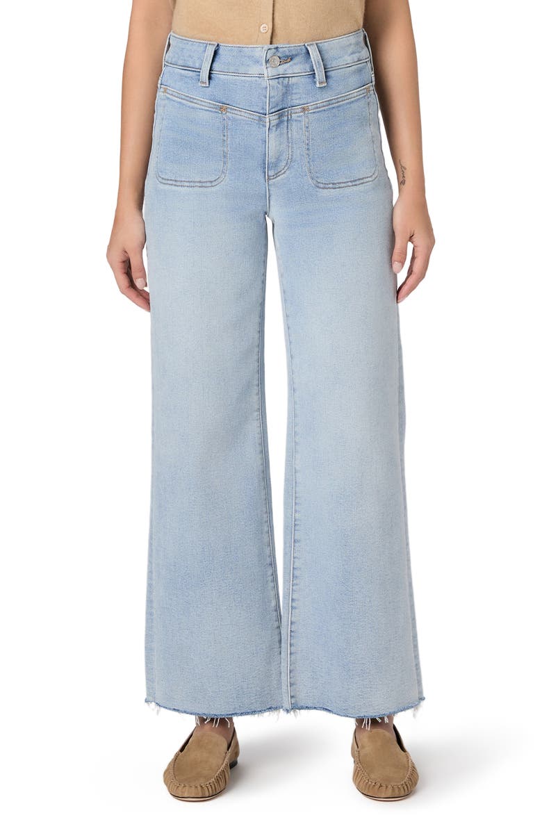 PAIGE Anessa Raw Hem High Waist Wide Leg Jeans, Main, color, La Belle