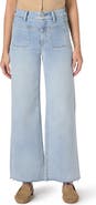 PAIGE Anessa Raw Hem High Waist Wide Leg Jeans