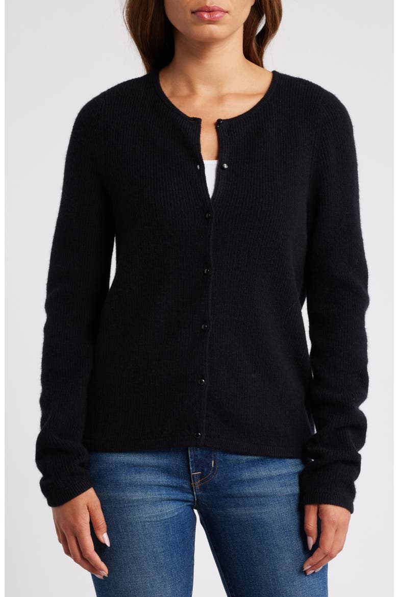 Wool & Cashmere Cardigan, Alternate, color, BLACK ROCK