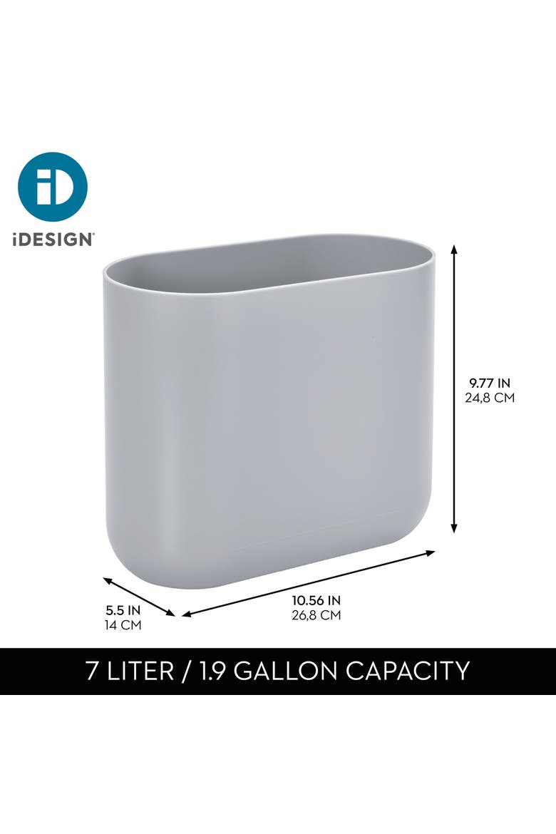 Small Plastic 1.9 Gallon / 7 L Oval Bathroom Trash Can, 2-Pack, Gray, Alternate, color, Gray