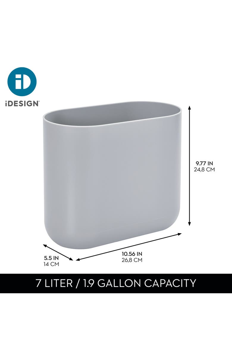 iDesign Small Plastic 1.9 Gallon / 7 L Oval Bathroom Trash Can, 2-Pack, Gray, Alternate, color, Gray