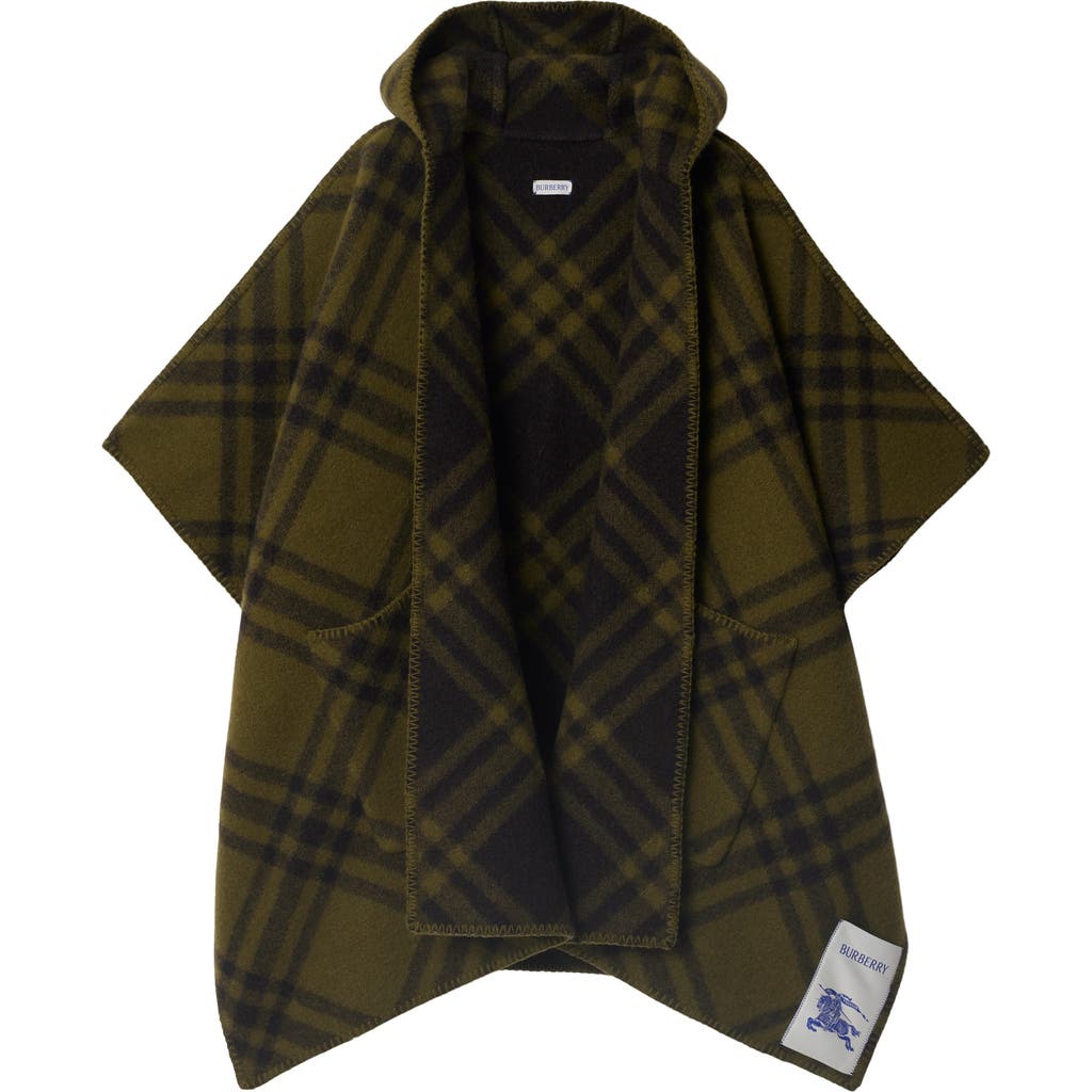 Burberry Reversible Check Wool Cape In Camp