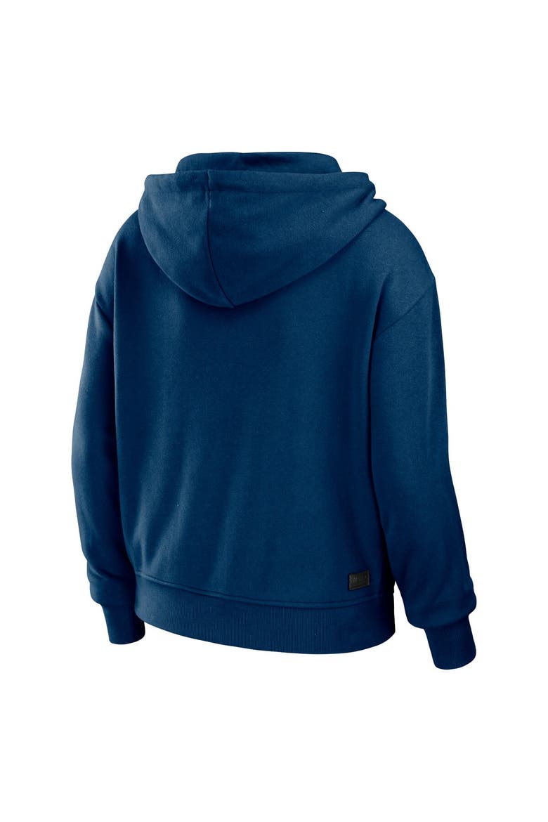 Women's WEAR by Erin Andrews Navy/White Chicago Bears Color Block Light Weight Modest Crop Full-Zip Hoodie, Alternate, color, Navy