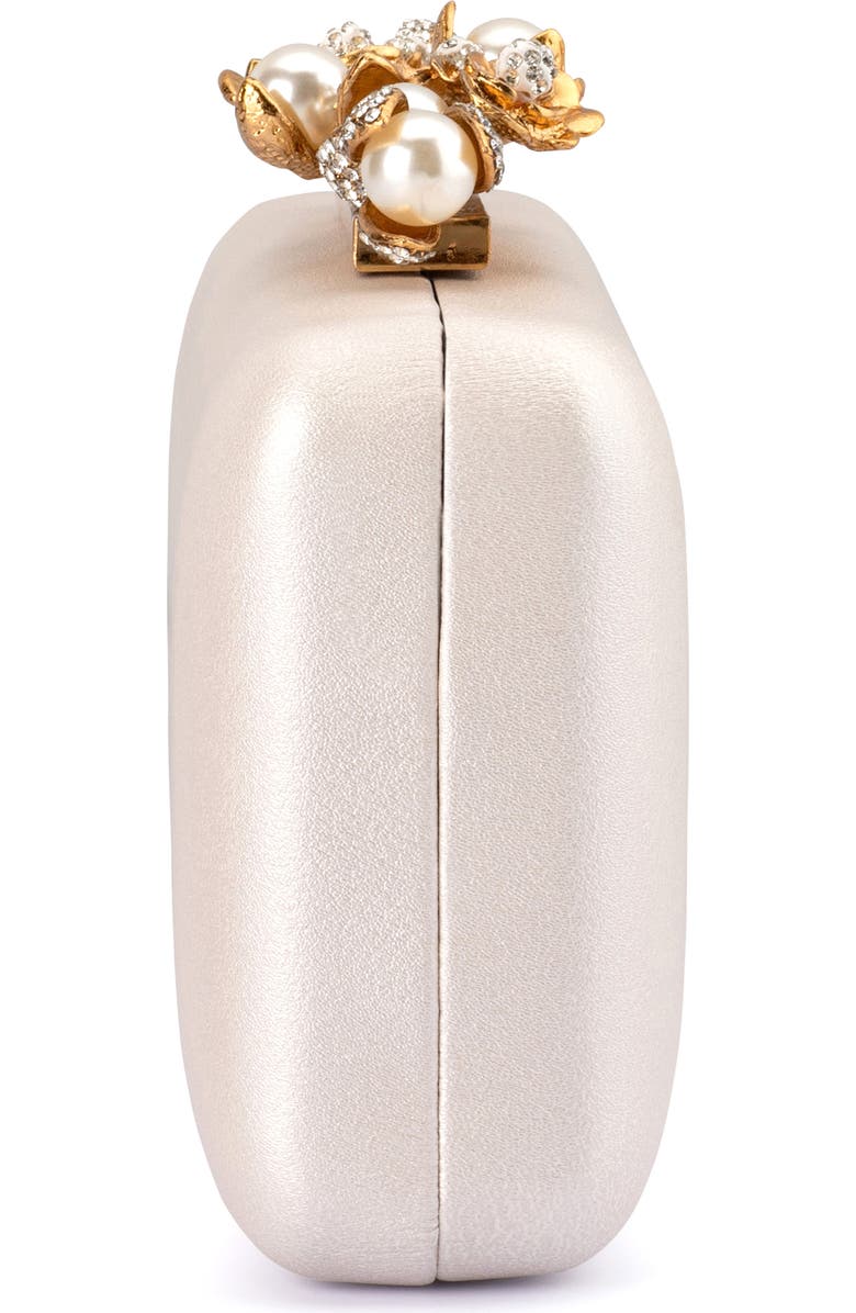 Olga Berg Gabriel Embellished Frame Clutch, Alternate, color, White