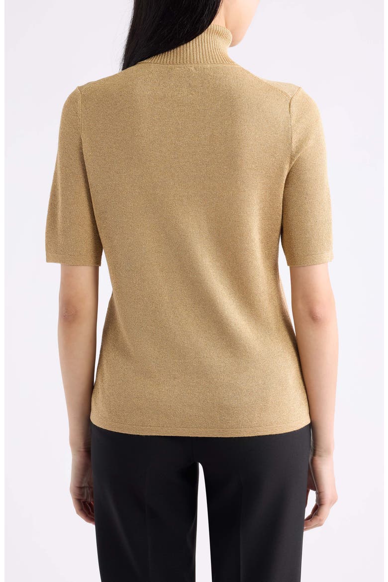 Metallic Short Sleeve Turtleneck Sweater, Alternate, color, LIGHT GOLD
