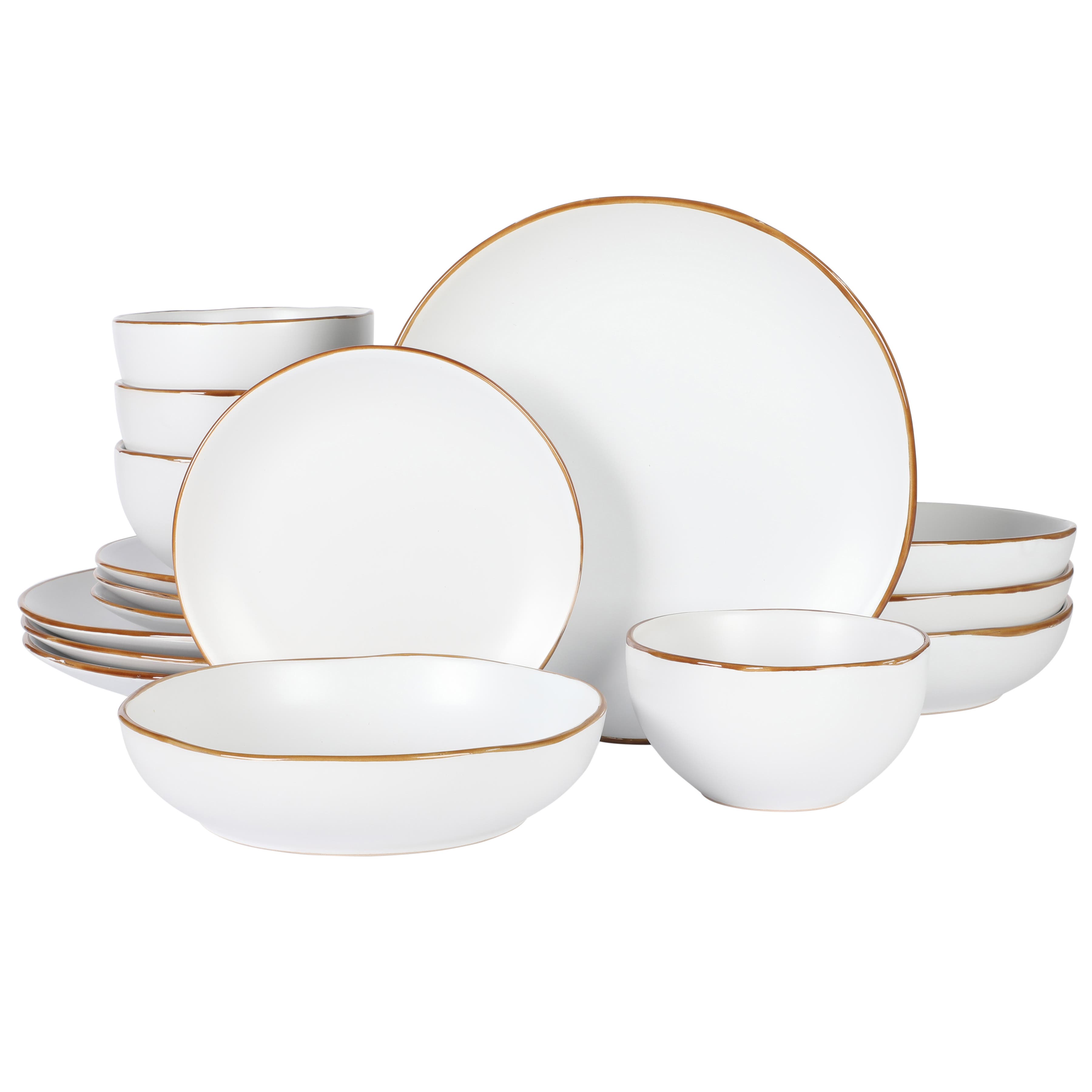 White with Brown Rim
