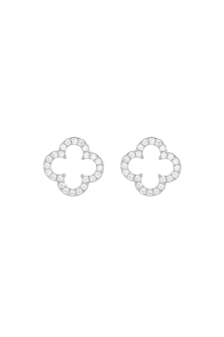 Sterling Silver 18k Gold Plated Aria Clover Stud Earrings Daily Luck, Main, color, Silver