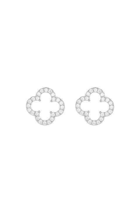 Sterling Silver 18k Gold Plated Aria Clover Stud Earrings Minimal Trendy
