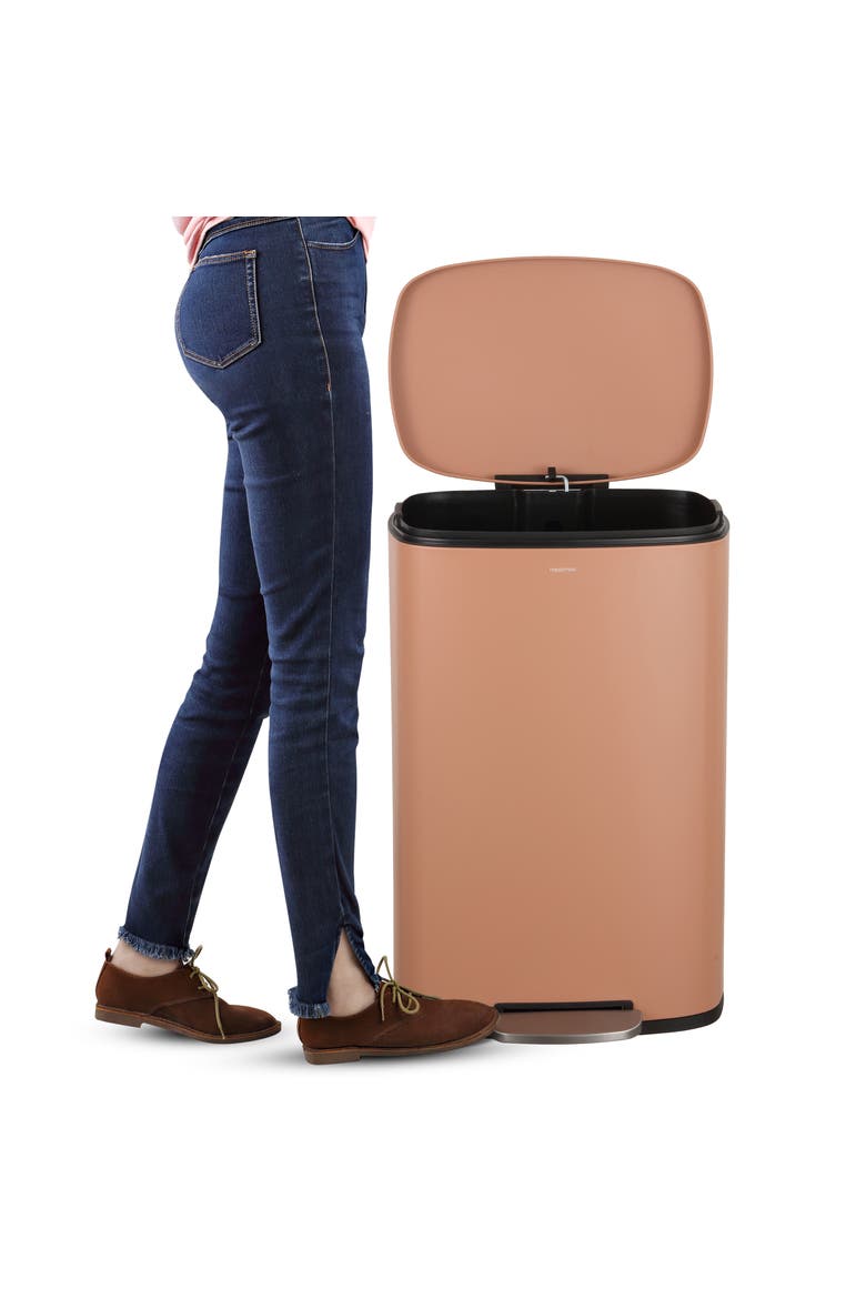 Connor Rectangular Trash Can with Soft-Close Lid and FREE Mini Trash Can, Alternate, color, Clay Rose