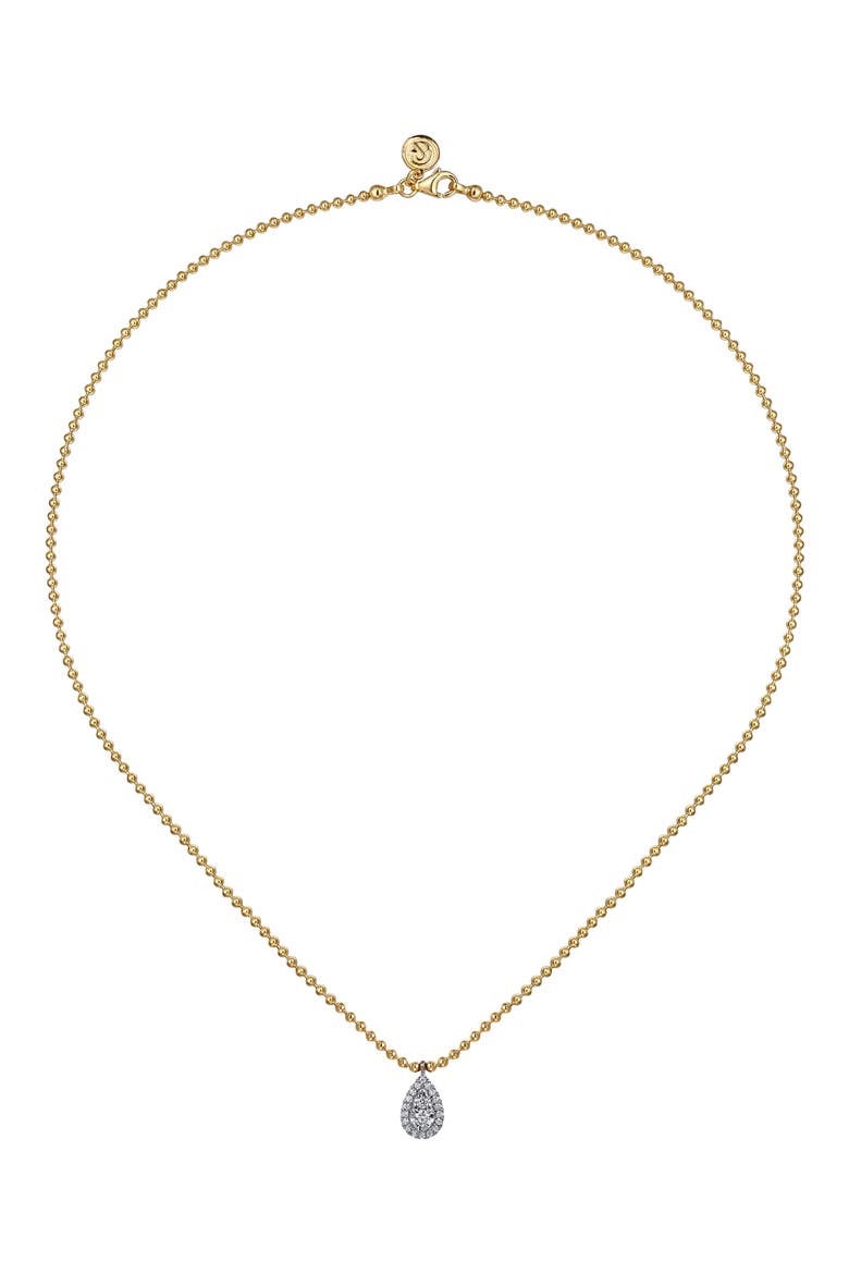 14k Gold Diamond Teardrop Pendant Necklace, Alternate, color, 14K YELLOW/ WHITE GOLD
