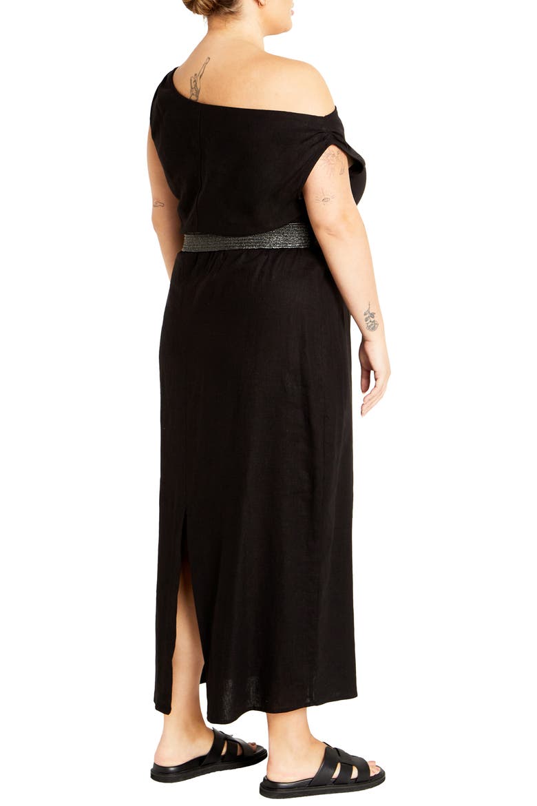 Milly Asymmetric Neck Maxi Dress, Alternate, color, BLACK