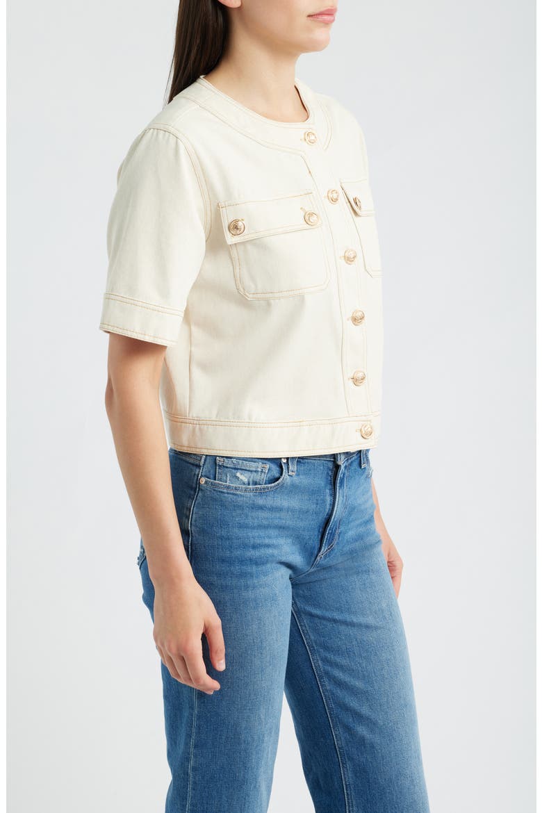 Short Sleeve Cotton Jacket, Alternate, color, CREAM