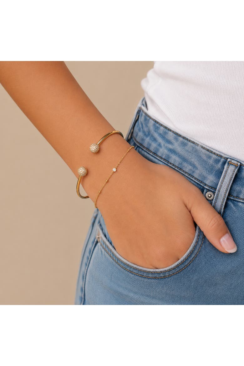 Crystal Pavé Open Cuff Bracelet, Alternate, color, Gold