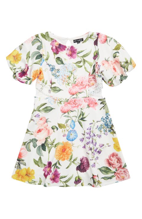 Kids' Floral Cutout Scuba Knit Dress (Big Kid)