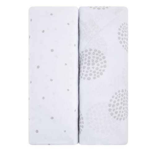 ZZDNU Crib Sheet Set Baby Fitted Crib Sheet Set 2 Pack in Grey Dottie  product