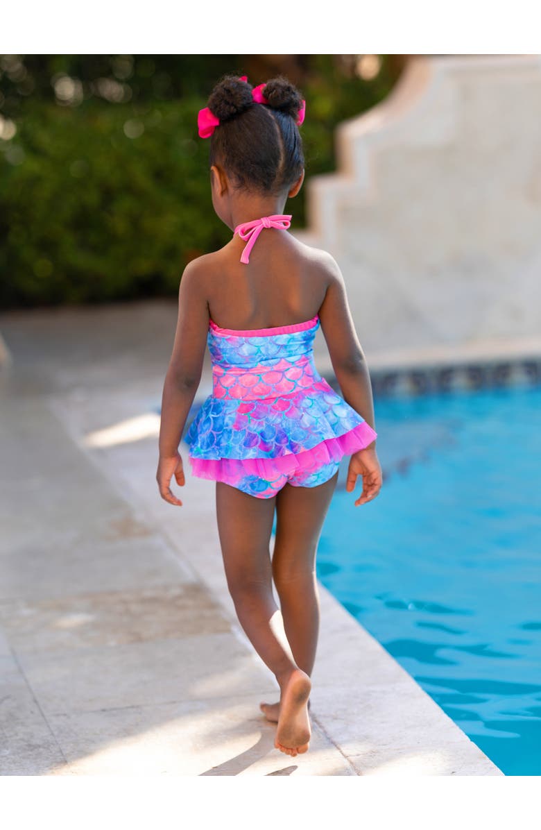 Mia Belle Girls Swim With Mermaids Tulle Two Piece Swimsuit, Alternate, color, Blue